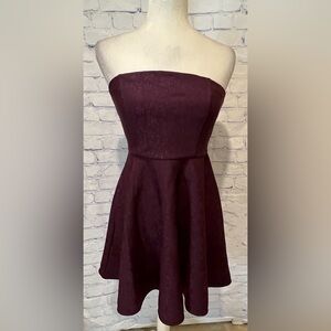 Garage maroon fit and flare strapless dress size small